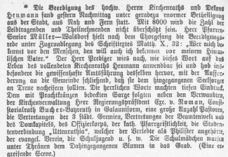 Bericht über die Beerdigung Gustav Heumanns im Bamberger Tagblatt 24.3.1897